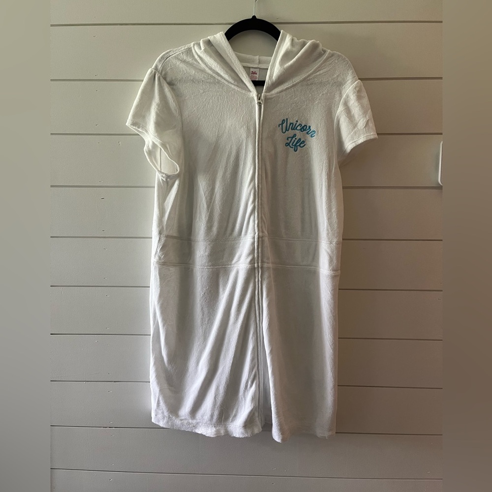 Justice White Plus Size 22/24 Unicorn Swimsuit Coverup